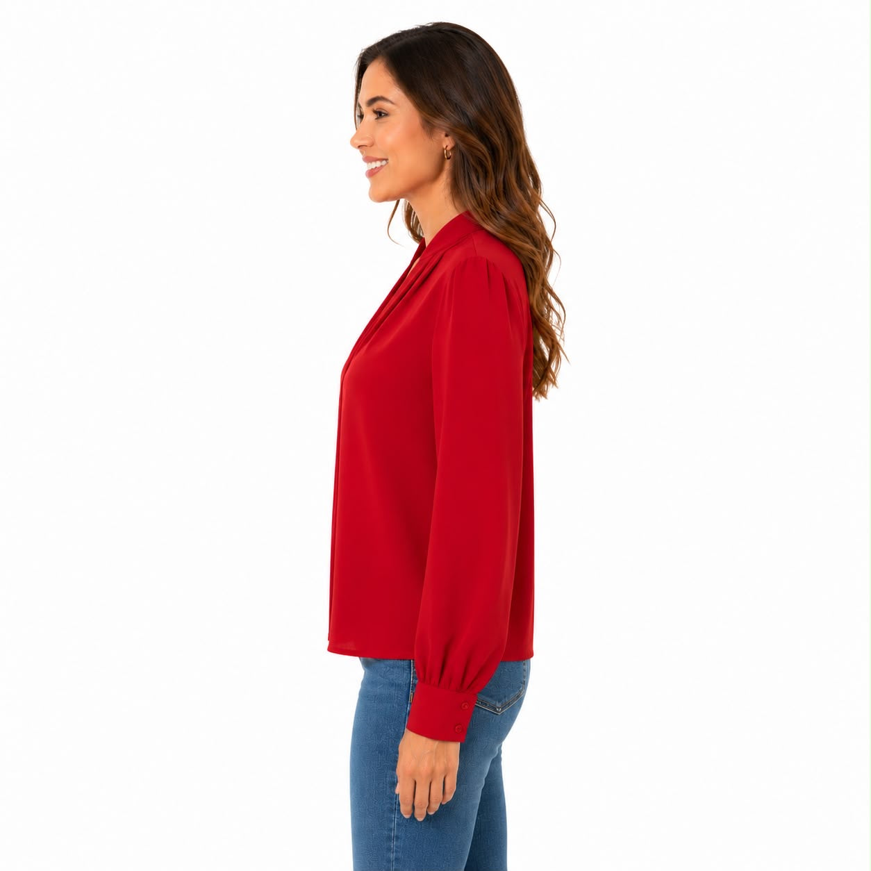 Lush Women for Blouse Plus Neck Roll Tab Sleeve Blouse