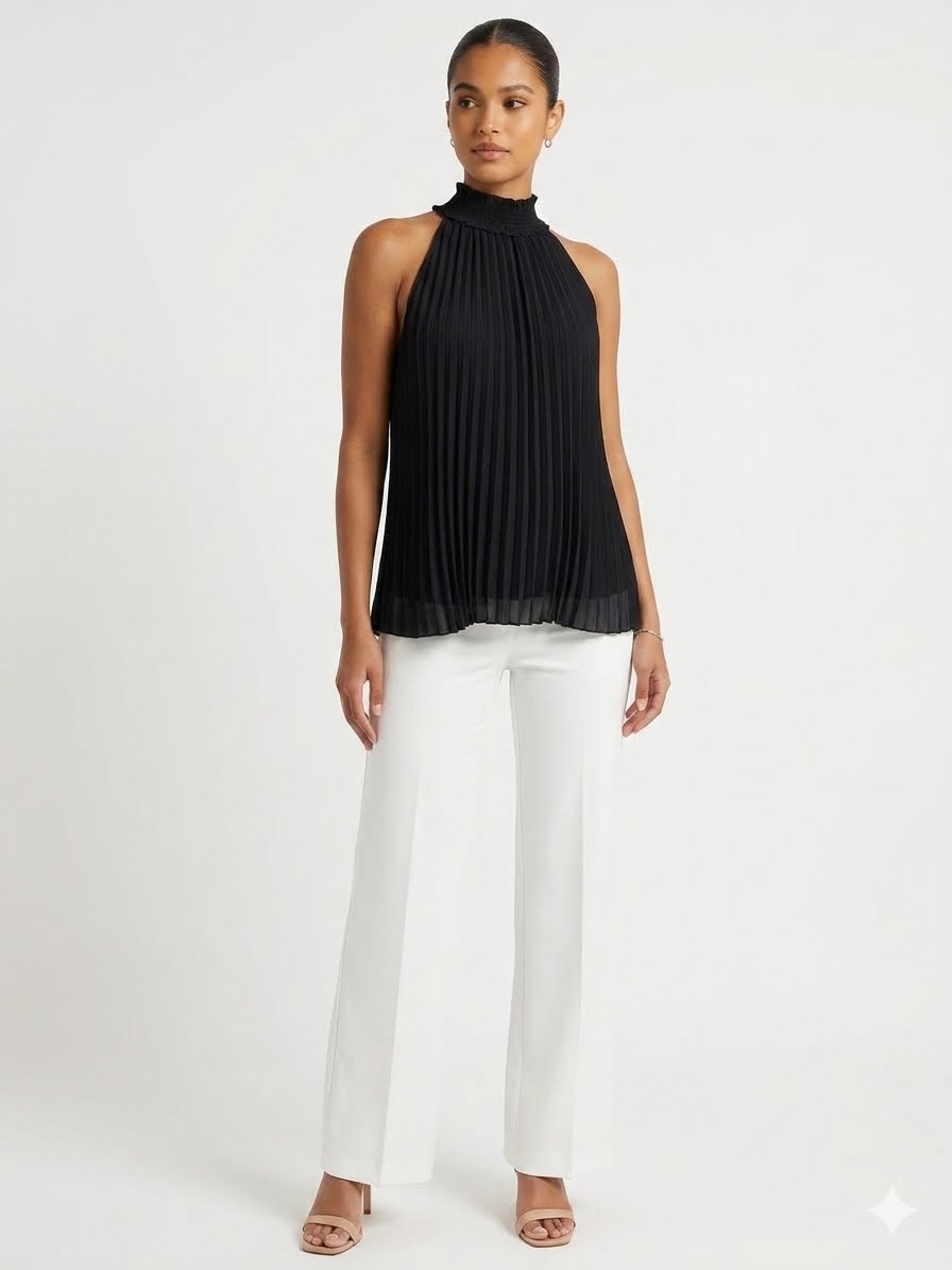 Nanette Lepore Sleeveless Accordion Pleated Blouse