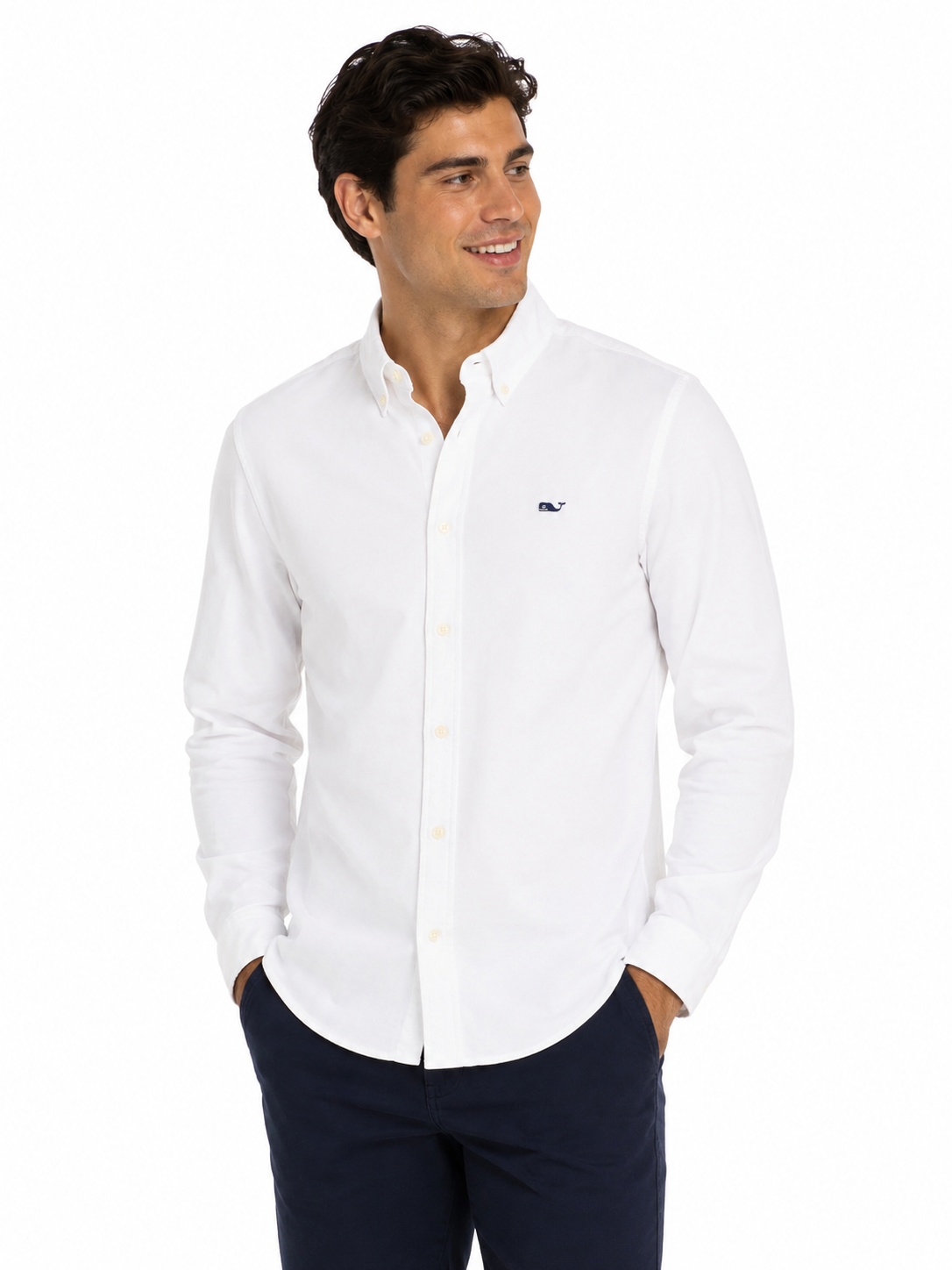 Vineyard Vines-Long-sleeved Oxford shirt in white