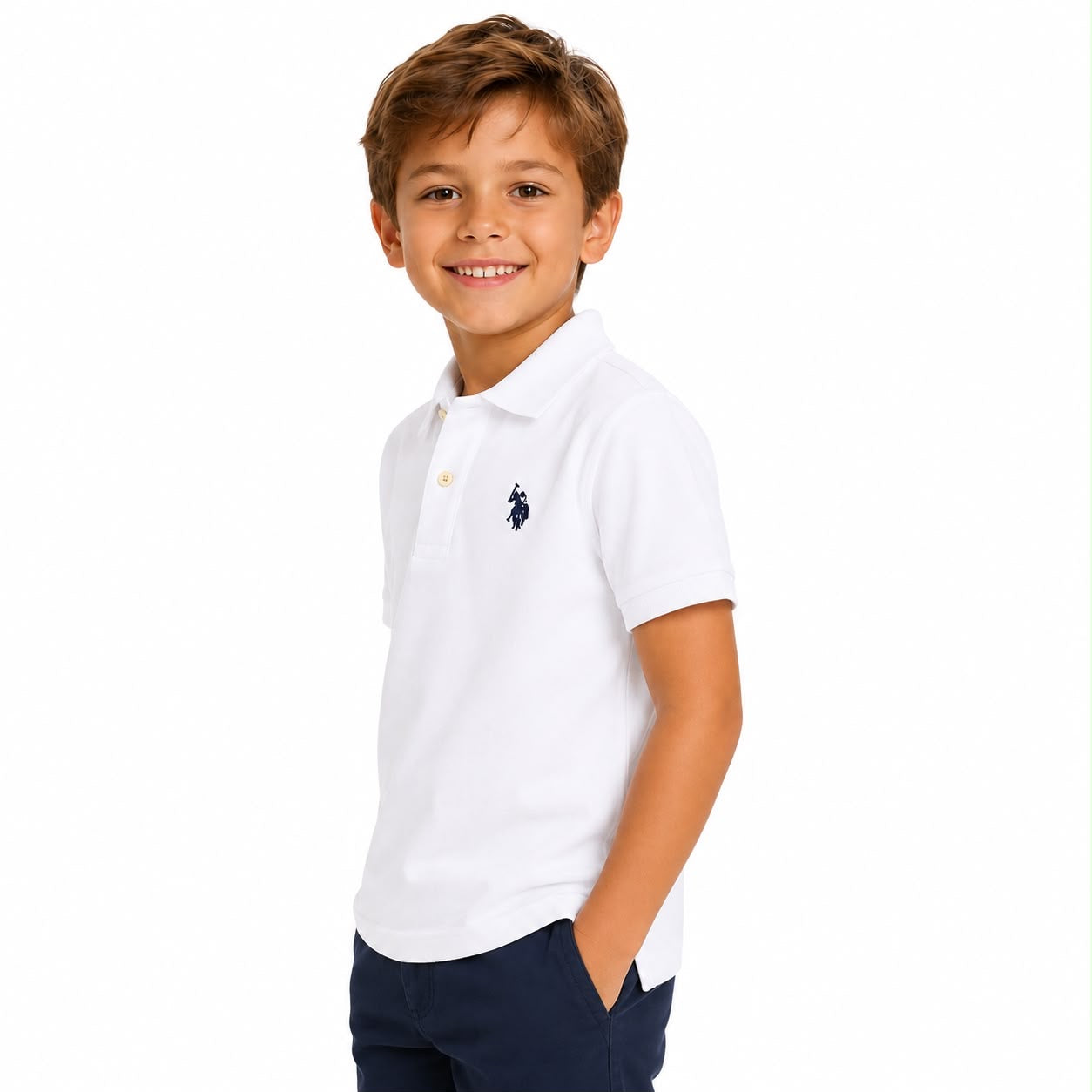 U.S Polo Assn Boys Texture Double Horsemen Polo Shirt