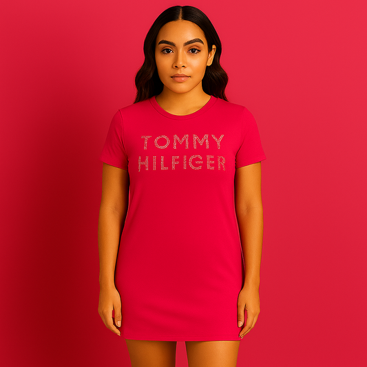 Tommy Hilfiger Rhinestone Logo T-Shirt Dress