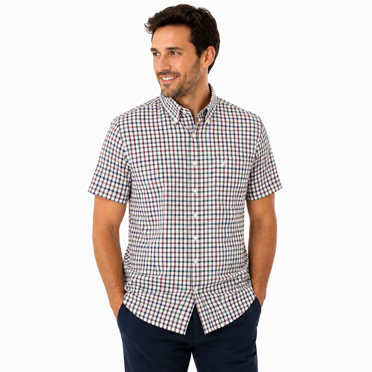 Nautica Plaid short-sleeved shirt