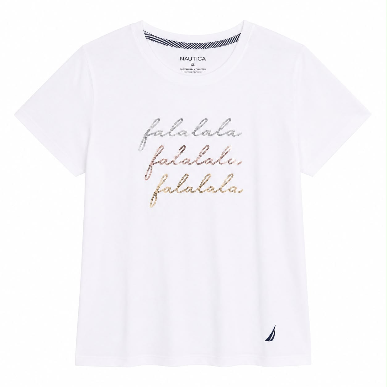 Nautica Sequin Fa-La-La-La-La Graphic T-Shirt