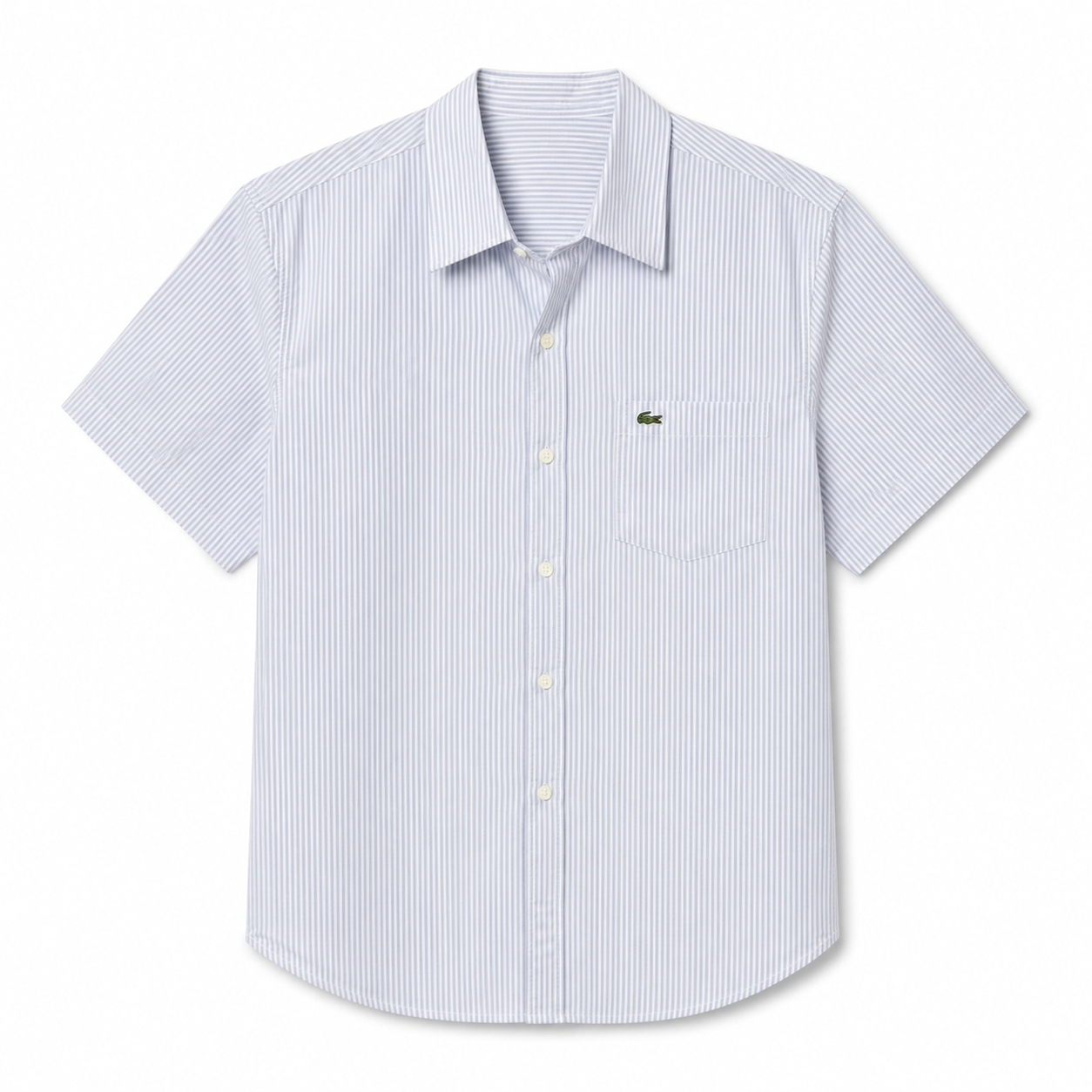 Lacoste Men's Regular Fit Short-Sleeve Striped Oxford Shirt