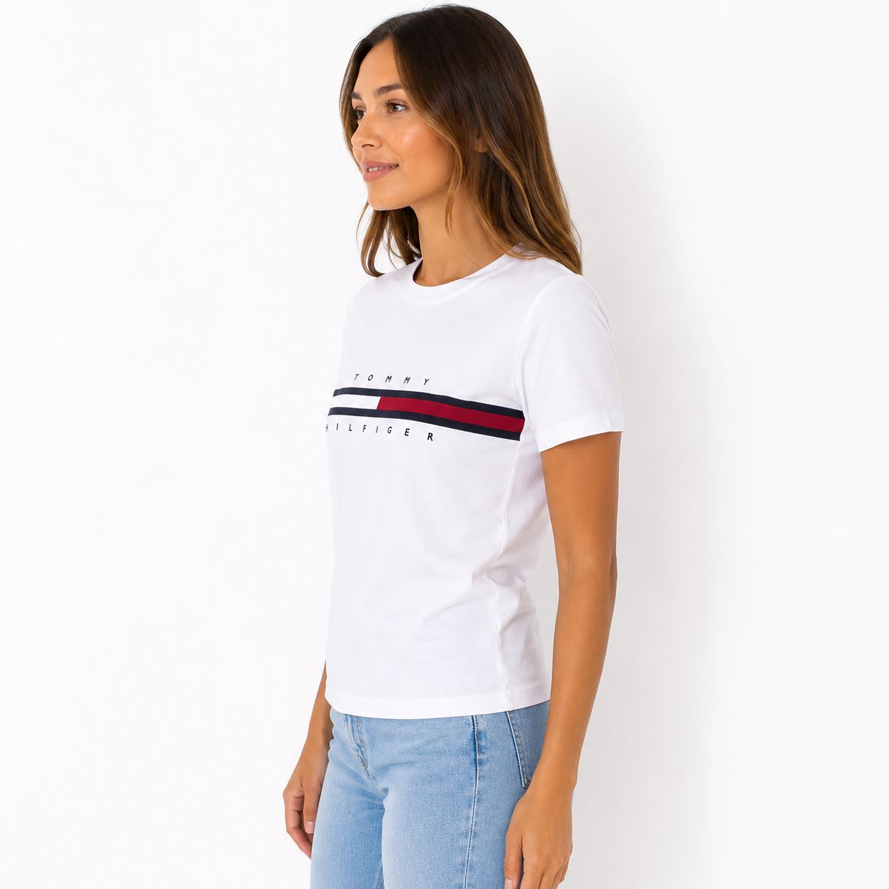 Tommy Hilfiger-Embroidered Flag Stripe Logo T-Shirt