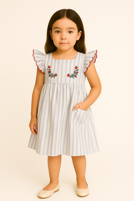 Daisy Fuentes Girls Blue With Embroidery Blouse