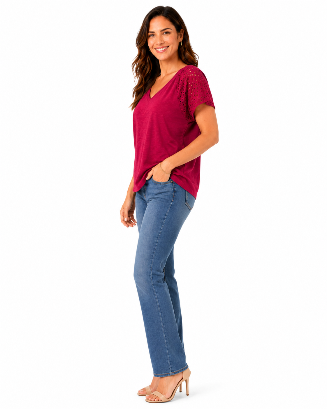 JANE+DELANCEY-Cotton t-shirt in intense fuchsia color from the JANE + DELANCEY Brand