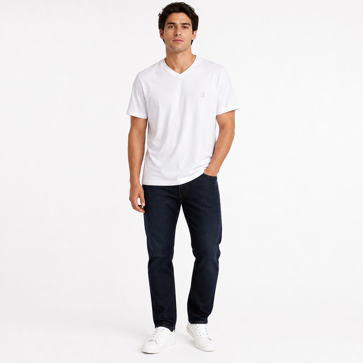 NAUTICA-White V-neck t-shirt