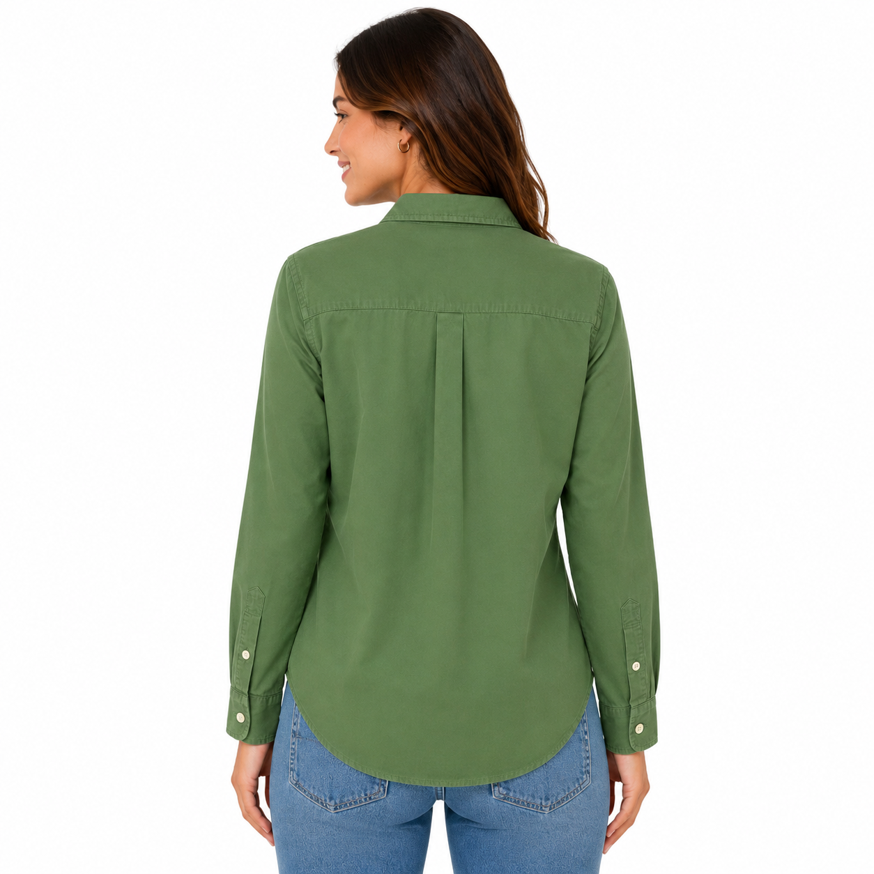 Polo Ralph Lauren Cotton Twill Shirt White Logo in green Women’s