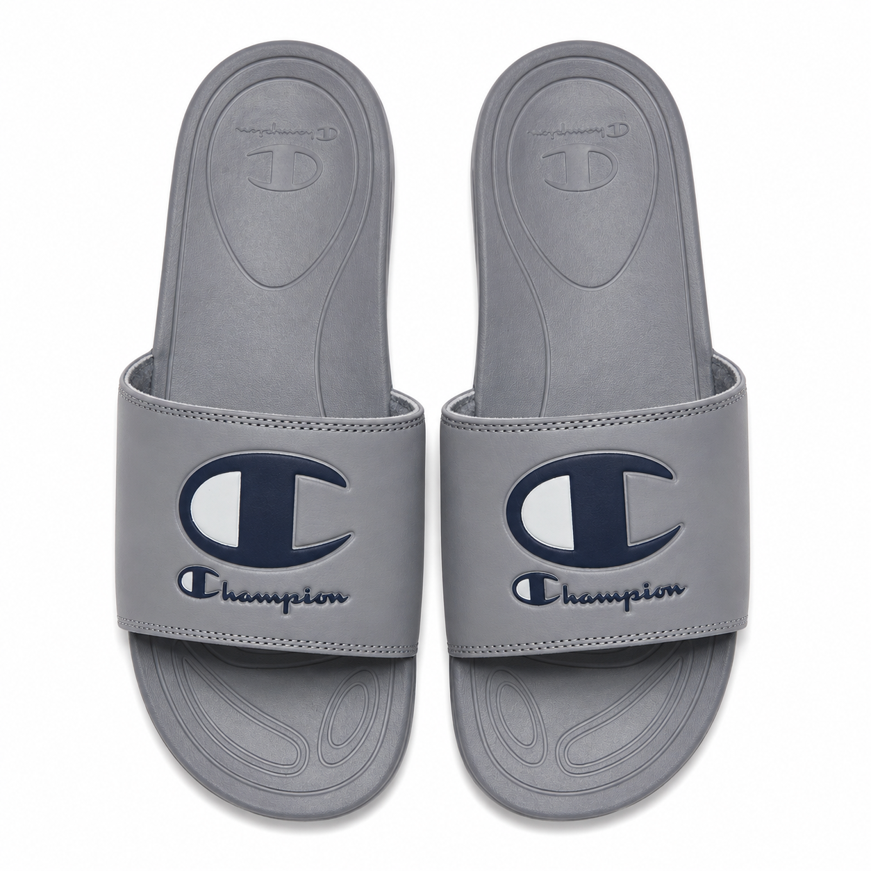 Champion slide-type flip-flops in gray sandals