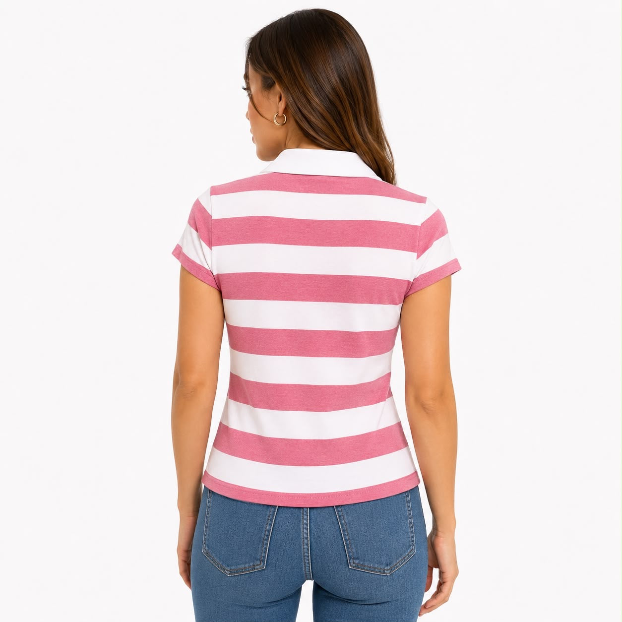 Tommy Hilfiger Slim Fit Rugby Stripe Zip Polo Women’s