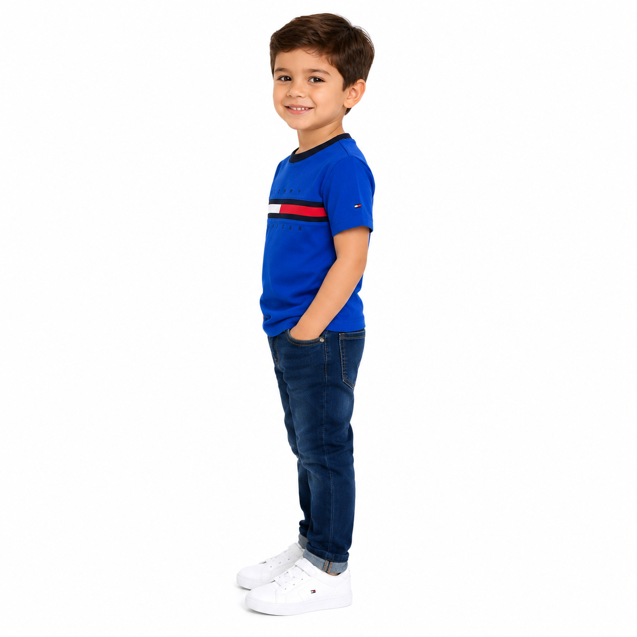 Tommy Hilfiger PLAYERA DE CORTE REGULAR CON FRANJAS DISTINTIVAS NIÑO TOMMY HILFIGER