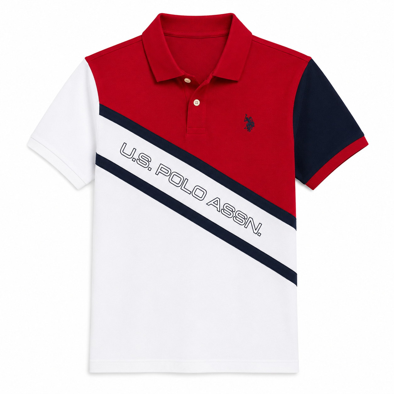 U.S. Polo Assn. Color Block Double Diagonal Sash Polo Shirt