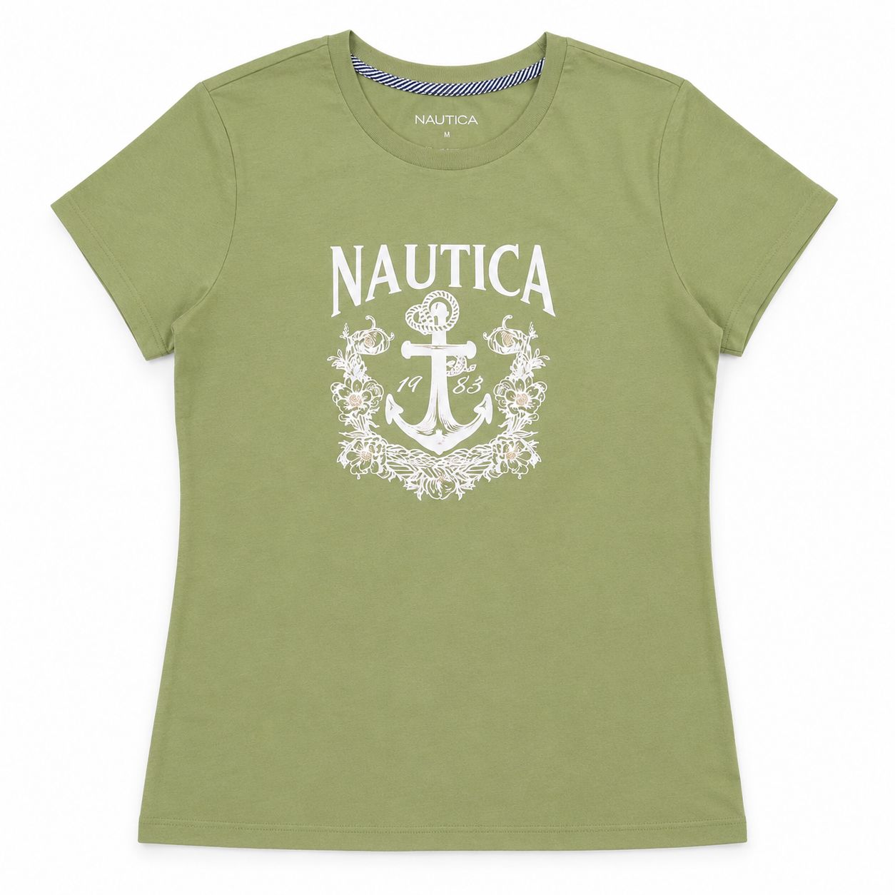 Nautica Floral Anchor Beaded Graphic T-Shirt