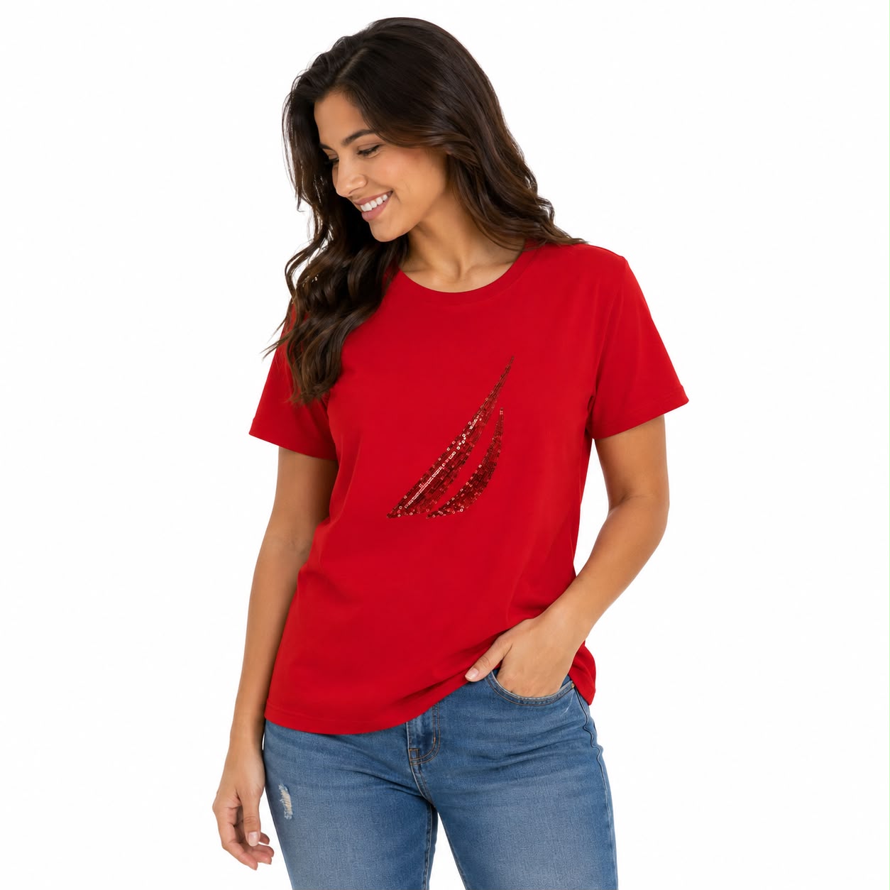 Nautica Sustainably Crafted Sequin Brand Icon T-Shirt