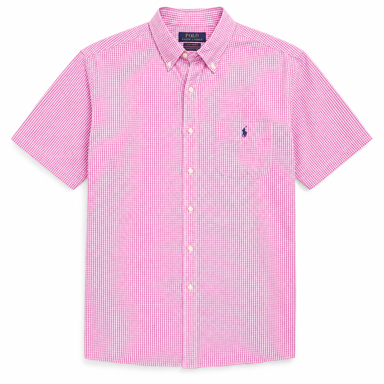 Ralph Lauren pink gingham short-sleeve button-down shirt