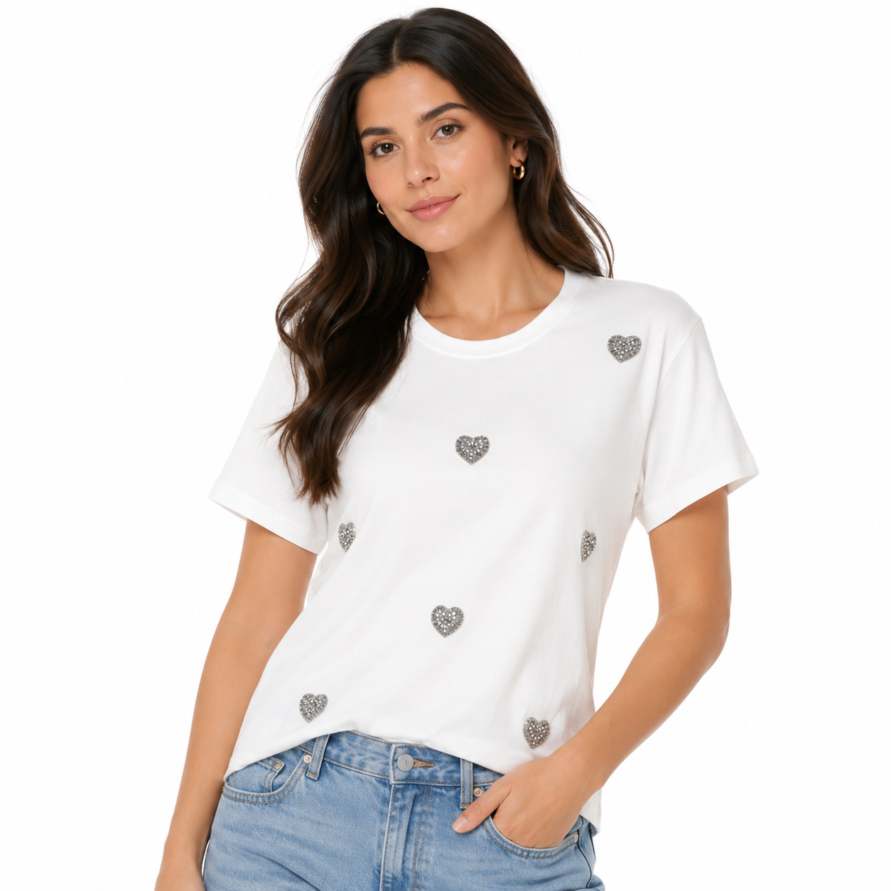 Twelve Love Twelve Love Ivory Pearls Heart Tee