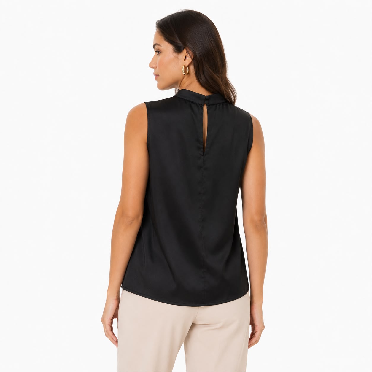 Joie Sleeveless blouse In black with a flowing draped collar
