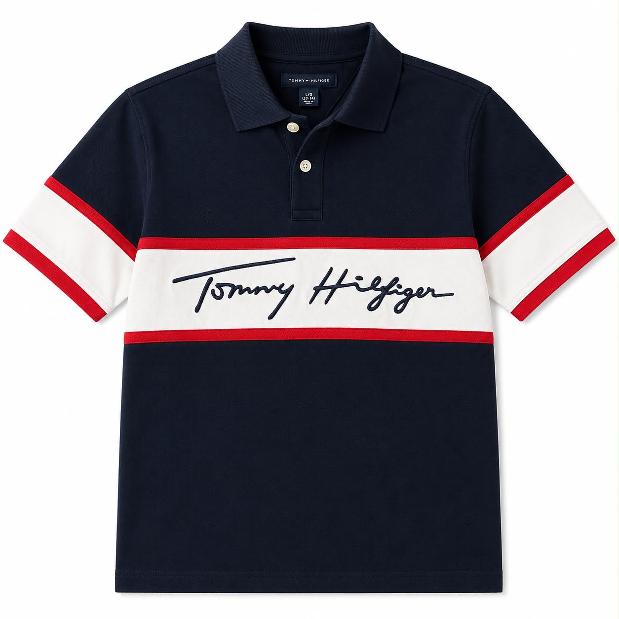 Tommy Hilfiger Kids Sky Captain Color Block Regular Fit Polo T-Shirt