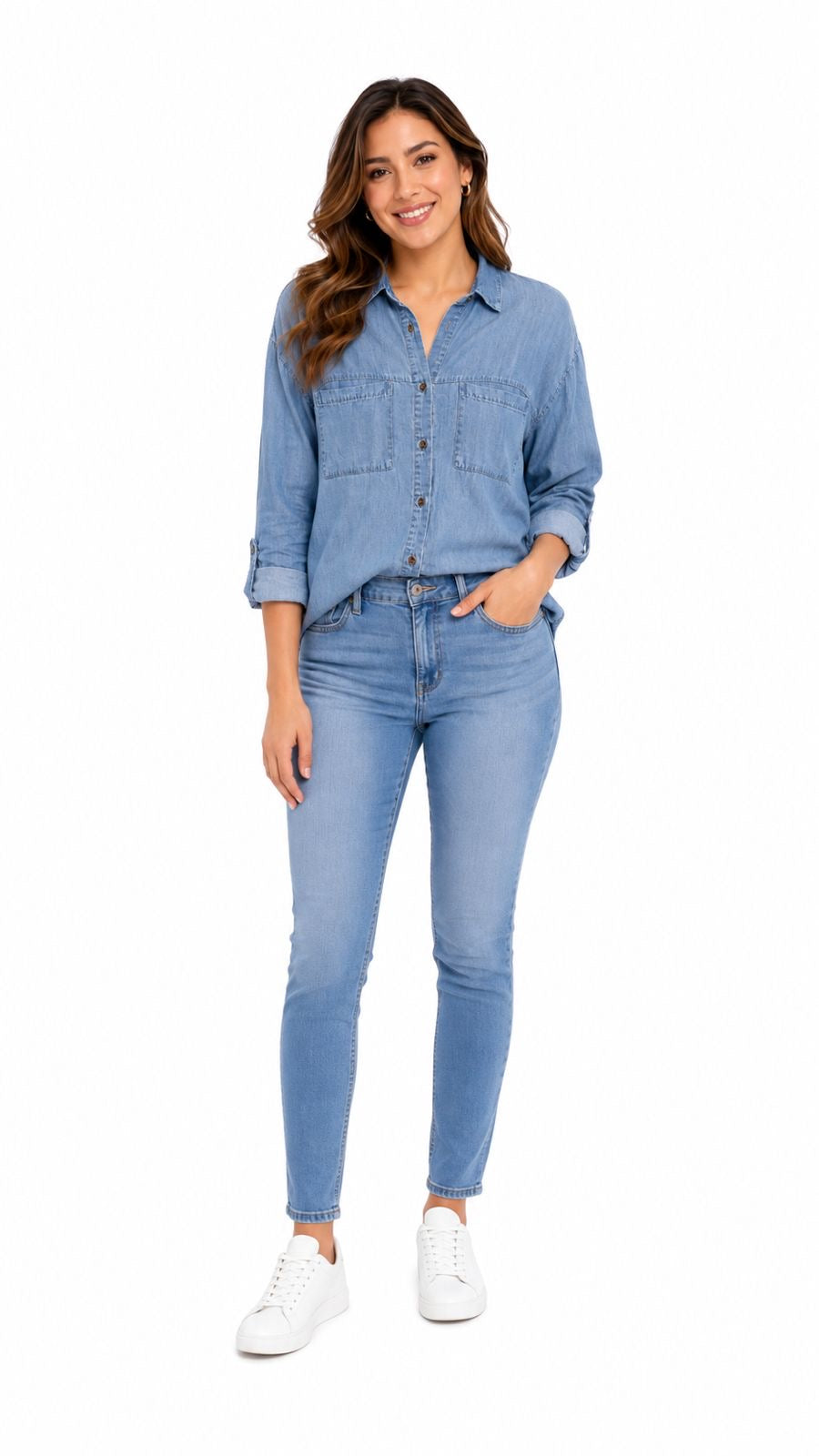 JANE DELANCEY-Women's cowboy or cambray style button-down shirt