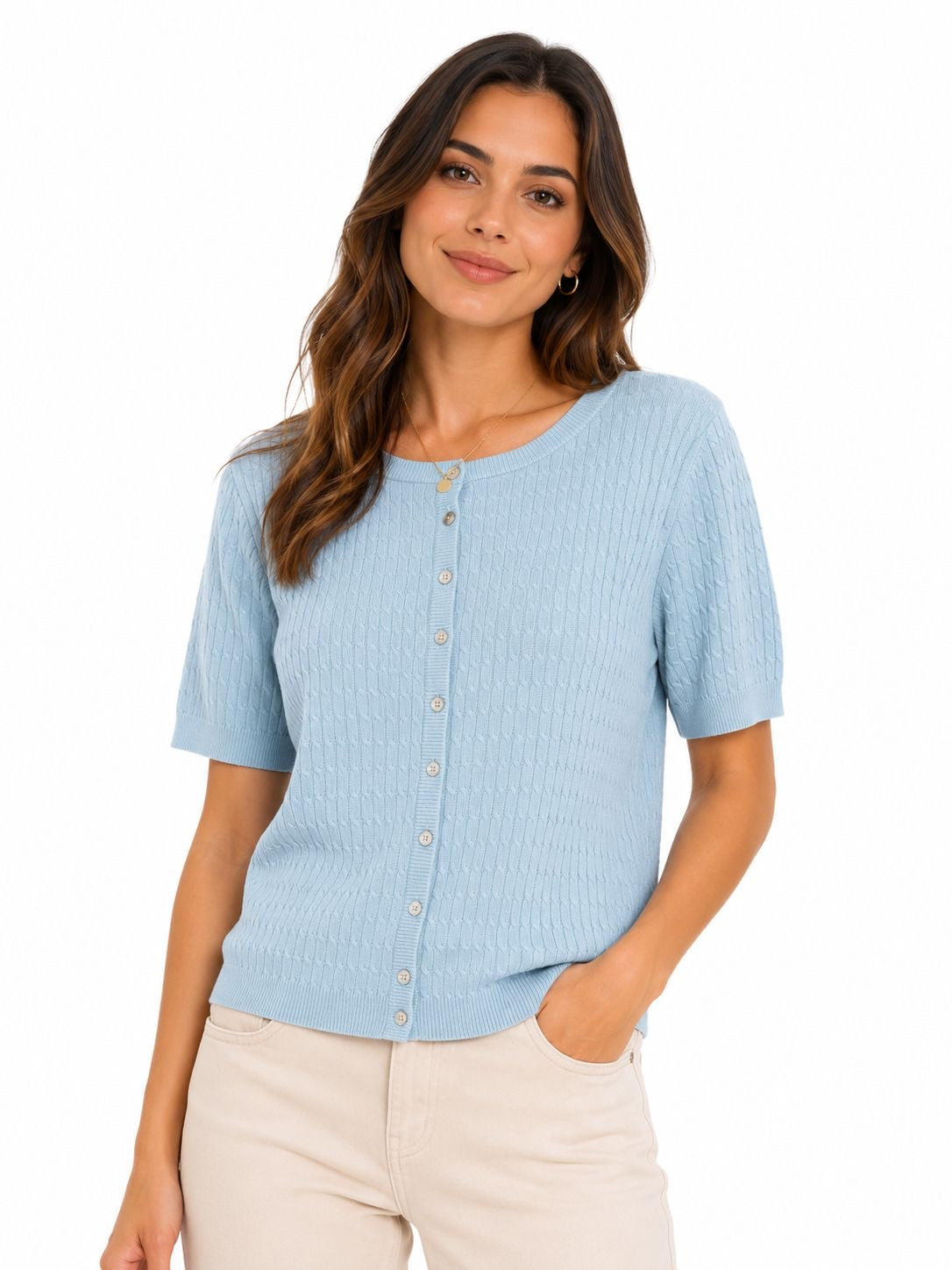 CYRUS-Short-sleeved knit cardigan