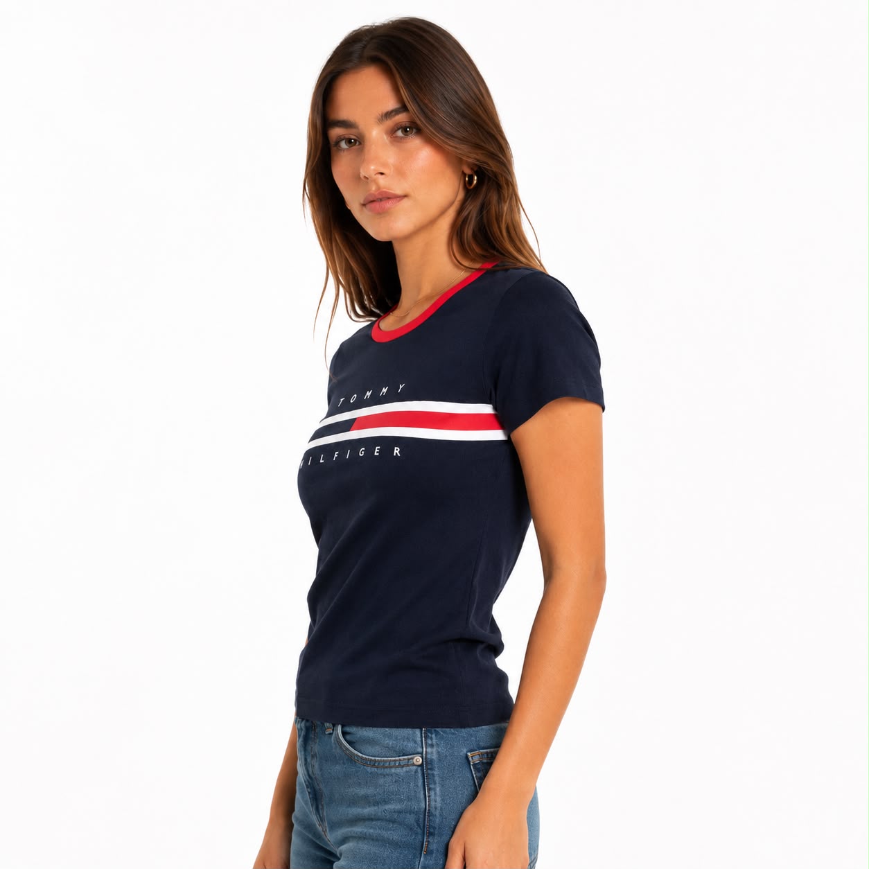 Tommy Hilfiger t-shirt stands out for its classic design with horizontal stripes