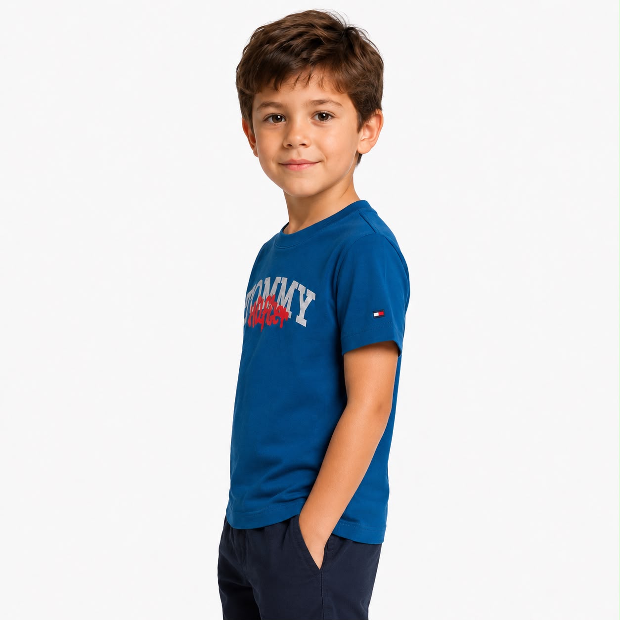 Tommy Hilfiger-Camiseta Con Logo Estilo Grafiti Niño Azul Tommy Hilfiger