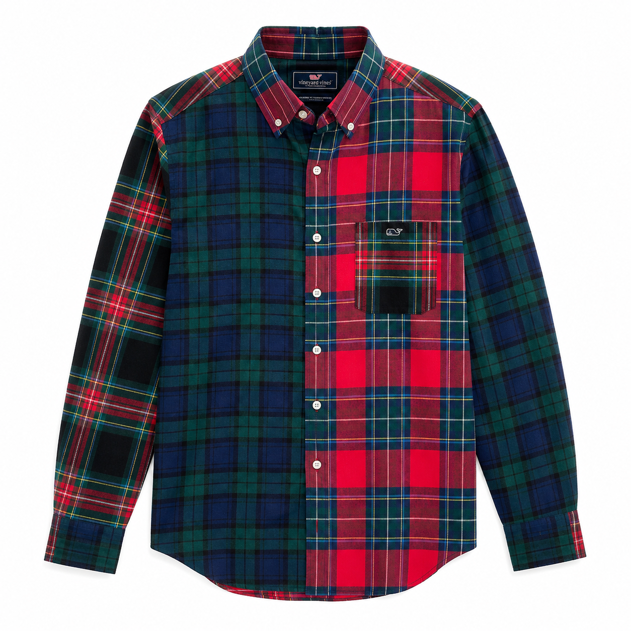 Vineyard Vines Button shirt with a patchwork check design
