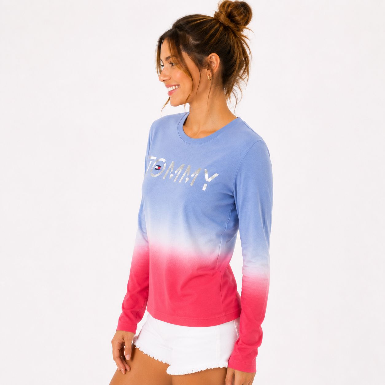Tommy Hilfiger Women's Blue Cotton Logo T-Shirt&nbsp;