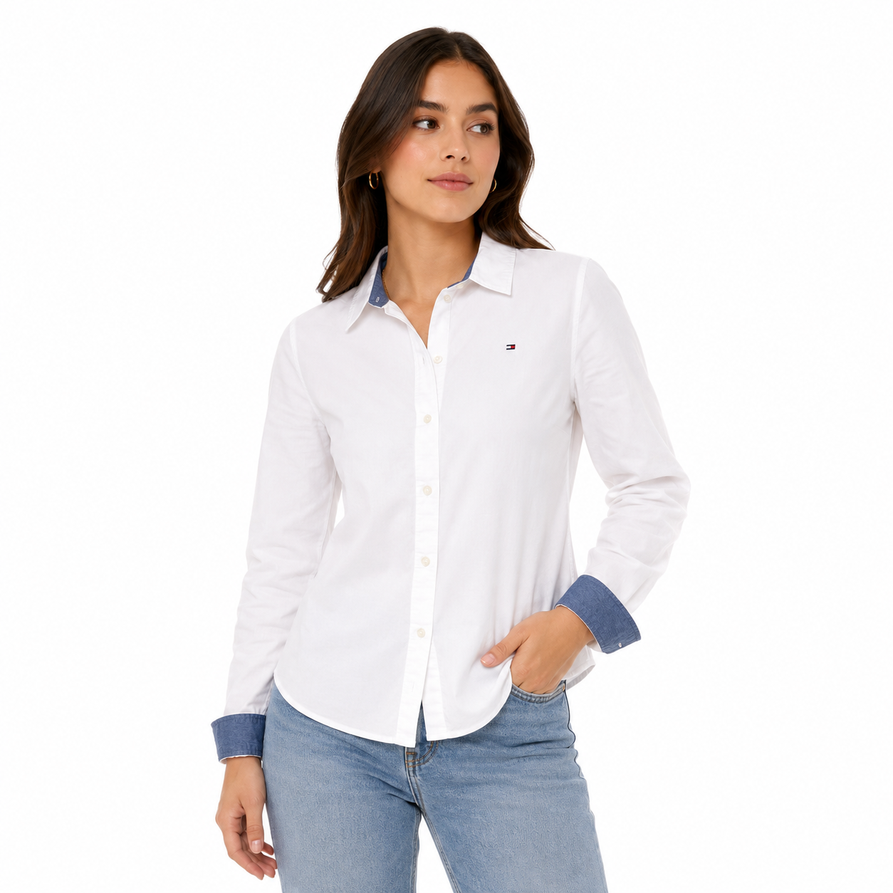 Tommy Hilfiger Women's Cotton Puff-Print Long-Sleeve Shirt