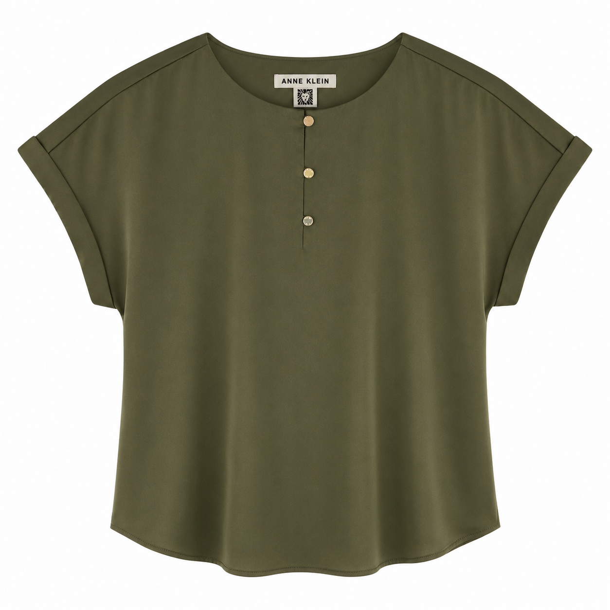 ANNE KLEIN-Short-sleeved blouse in olive green from the Anne Klein brand