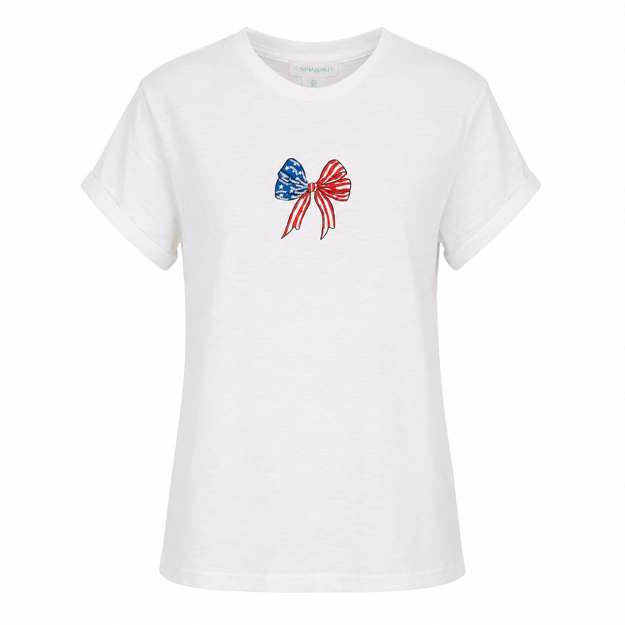 Cynthia Rowley White short-sleeved t-shirt with a patriotic bow Women’s