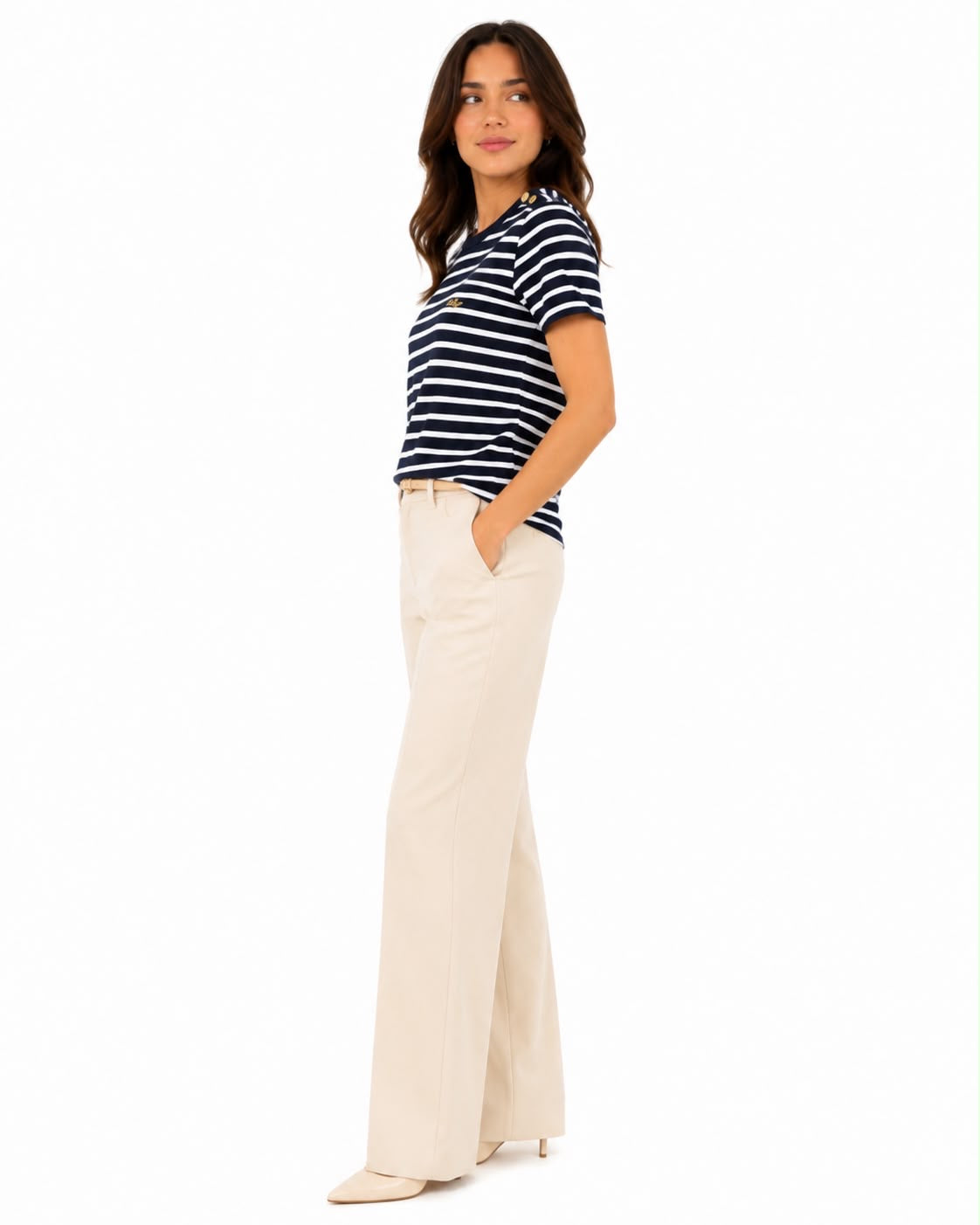 TOMMY HILFIGER-Sailor striped t-shirt with golden buttons on the shoulder