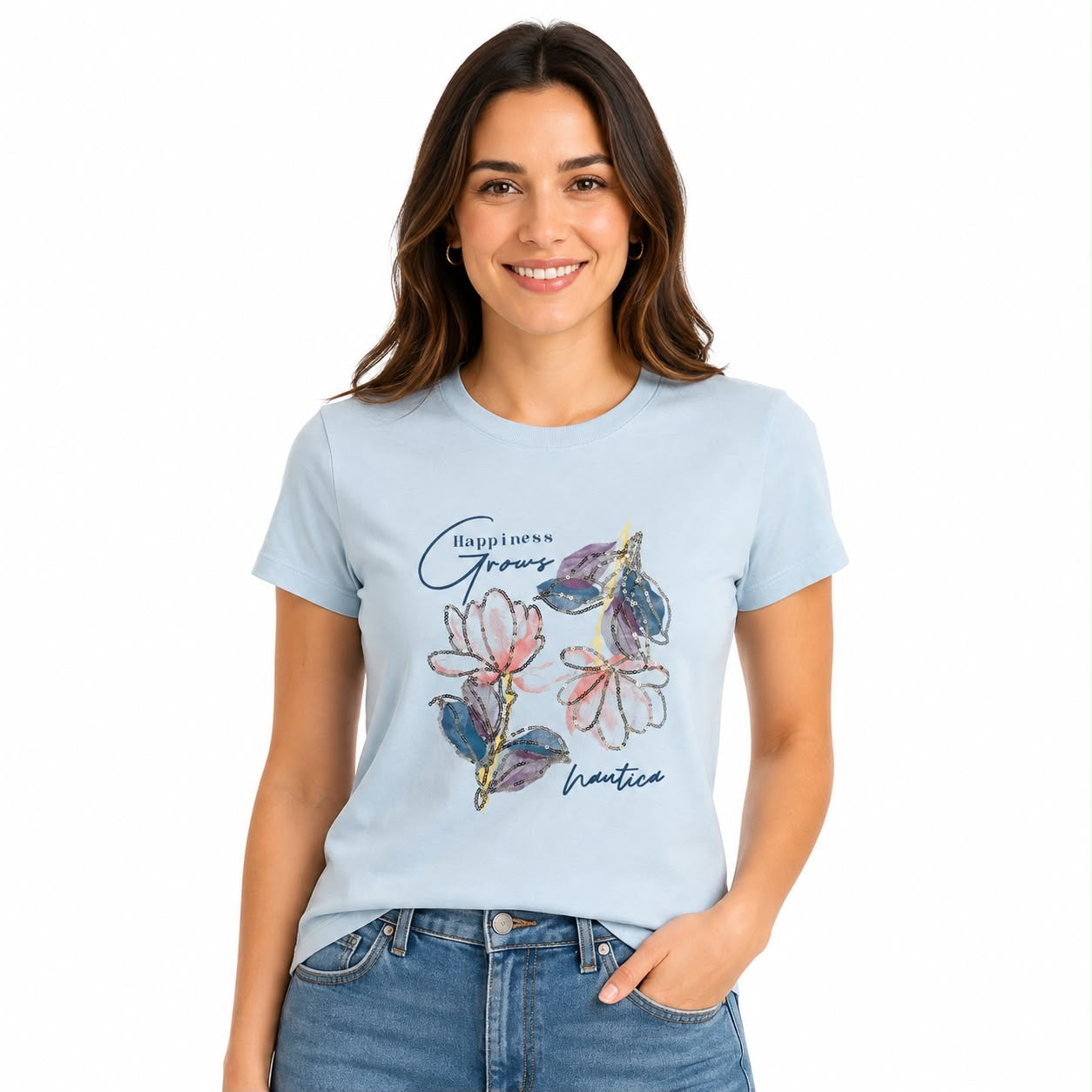 NAUTICA-Light blue short-sleeved t-shirt