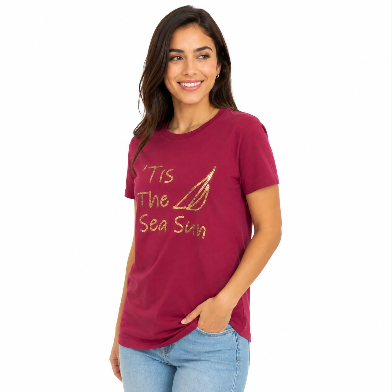 Nautica Sequin 'Tis The Sea Sun Graphic T-Shirt