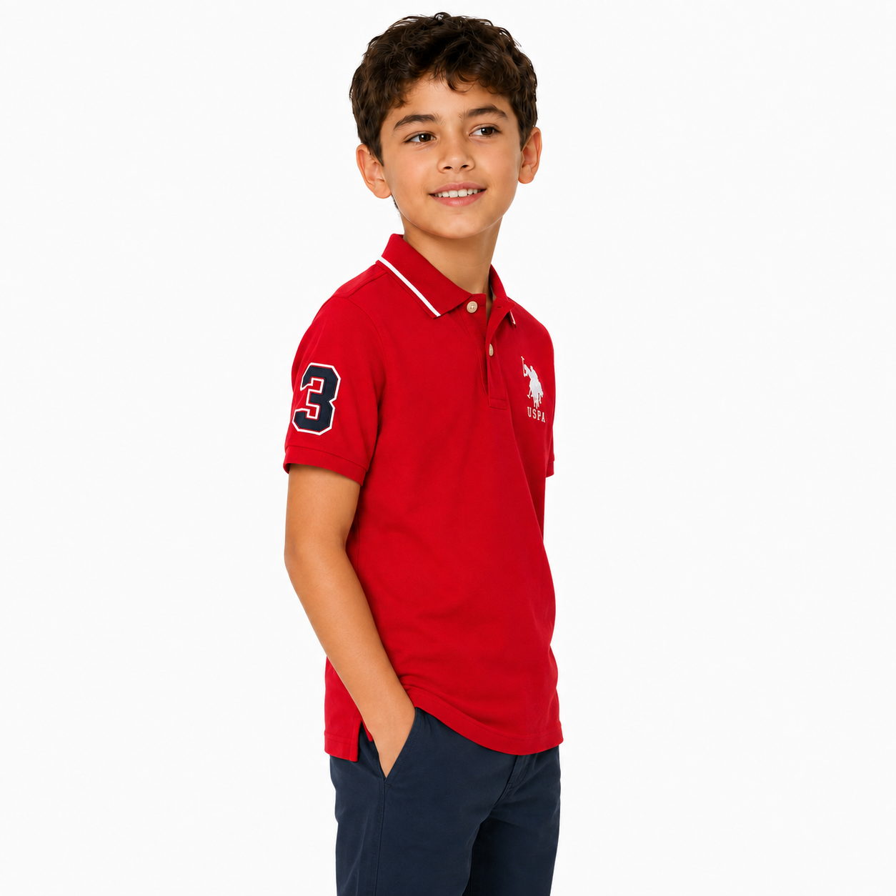 U.S Polo Assn Boys Pique Solid Polo Shirt