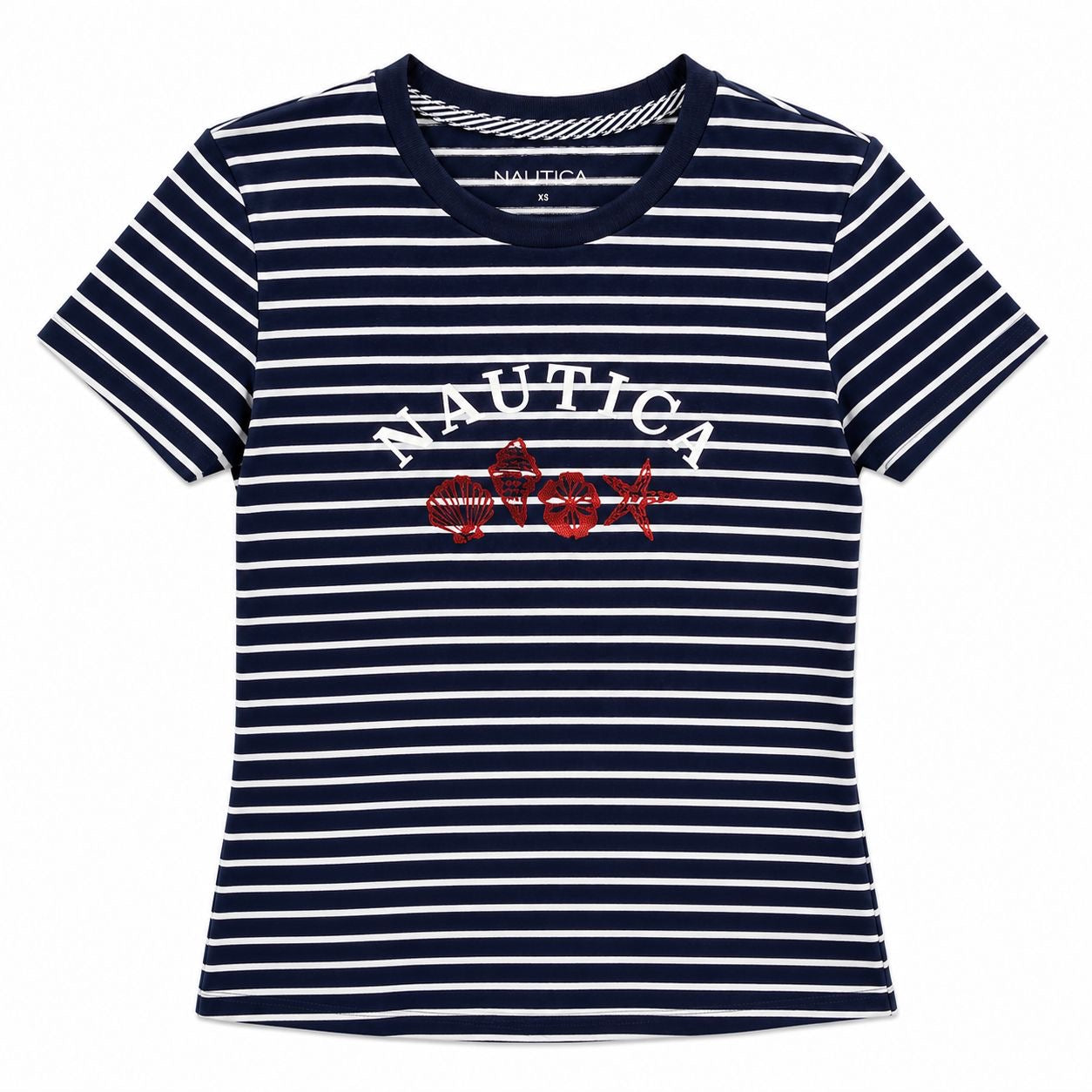 Náutica Striped Shell Glitter Graphic T-Shirt