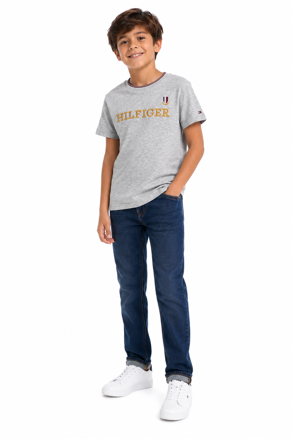 Tommy Hilfiger-Kids' Embroidered Hilfiger Logo T-Shirt