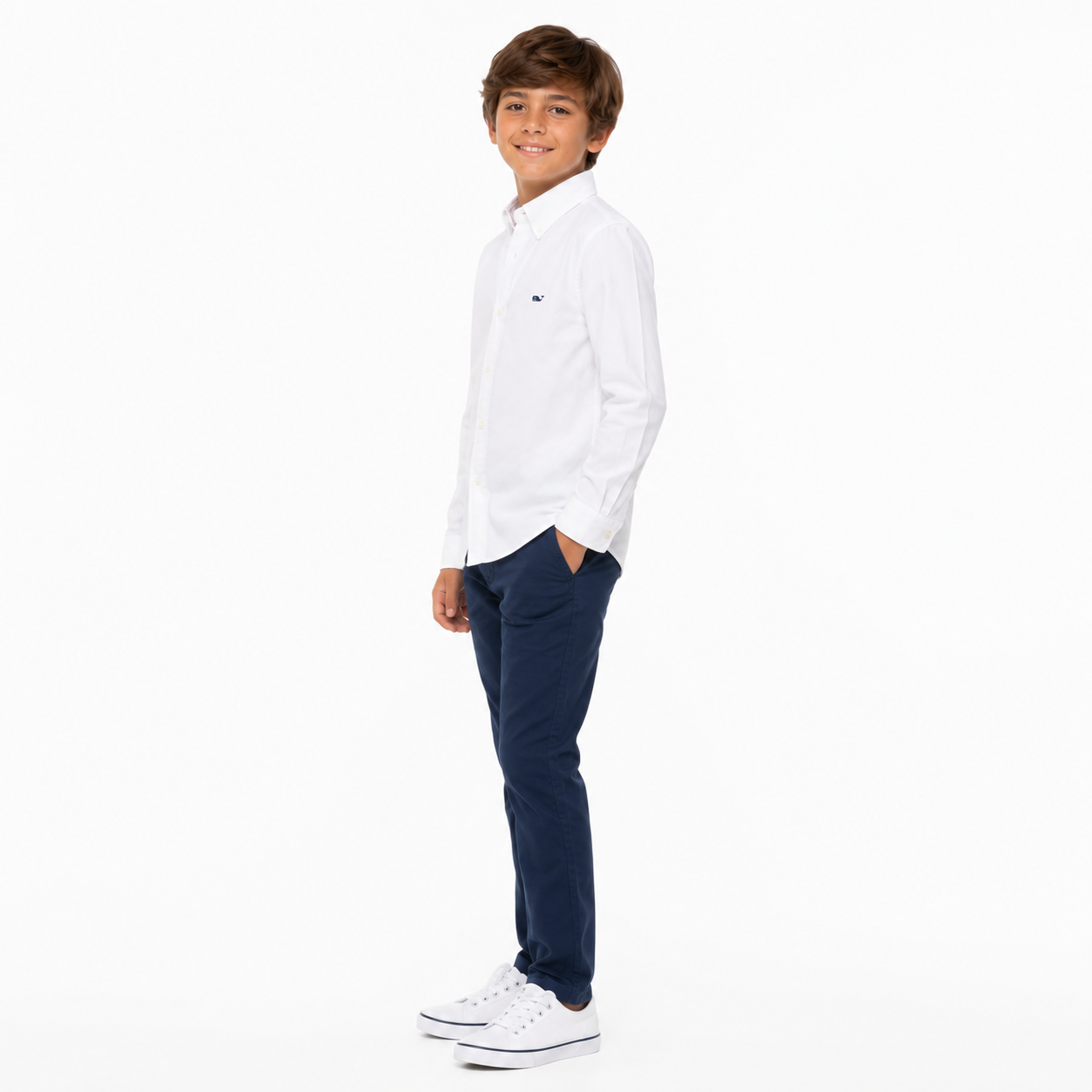 Vineyard Vines Boy's End Button Down Whale Shirt