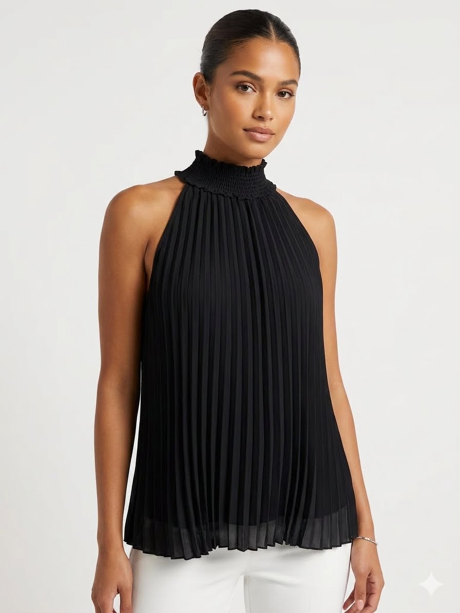 Nanette Lepore Sleeveless Accordion Pleated Blouse