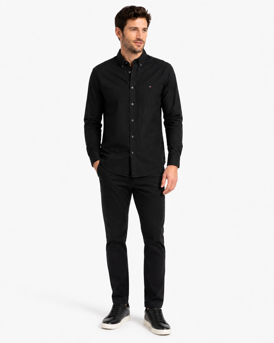 Tommy Hilfiger men's casual elastic poplin shirt