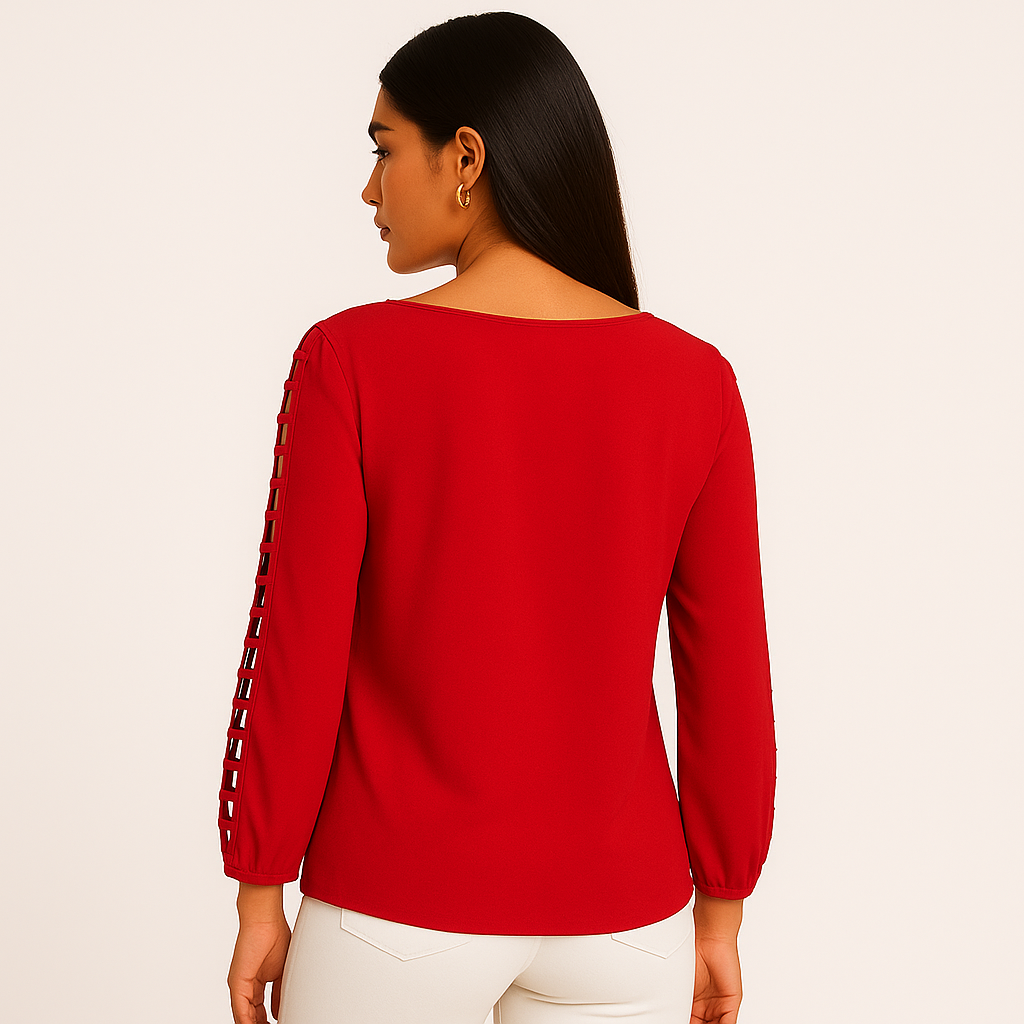 Olivia & Martin Women's Red Tunic with Medium Long Sleeves