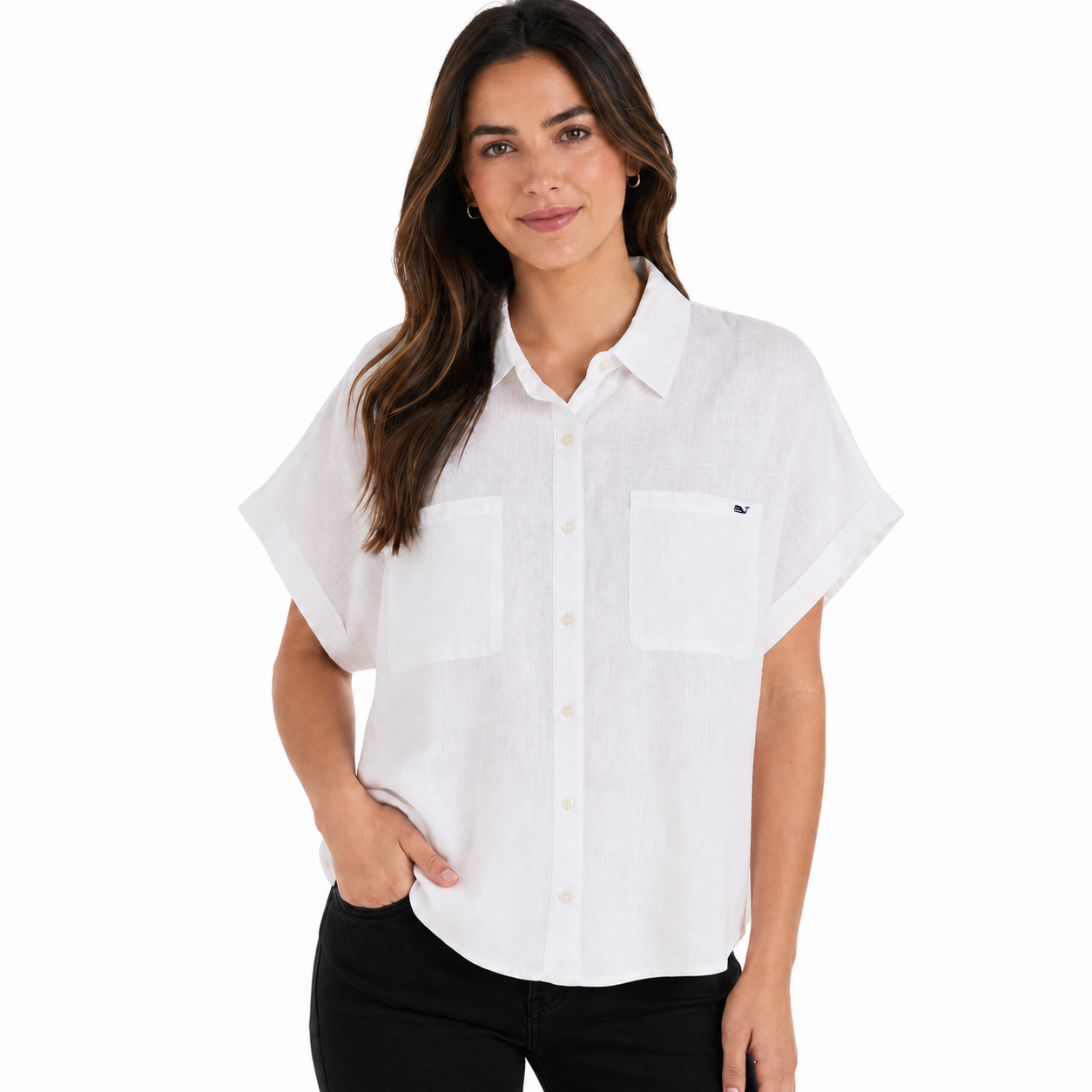 Vineyard Vines-Women's loose fit button shirt (oversized) in white