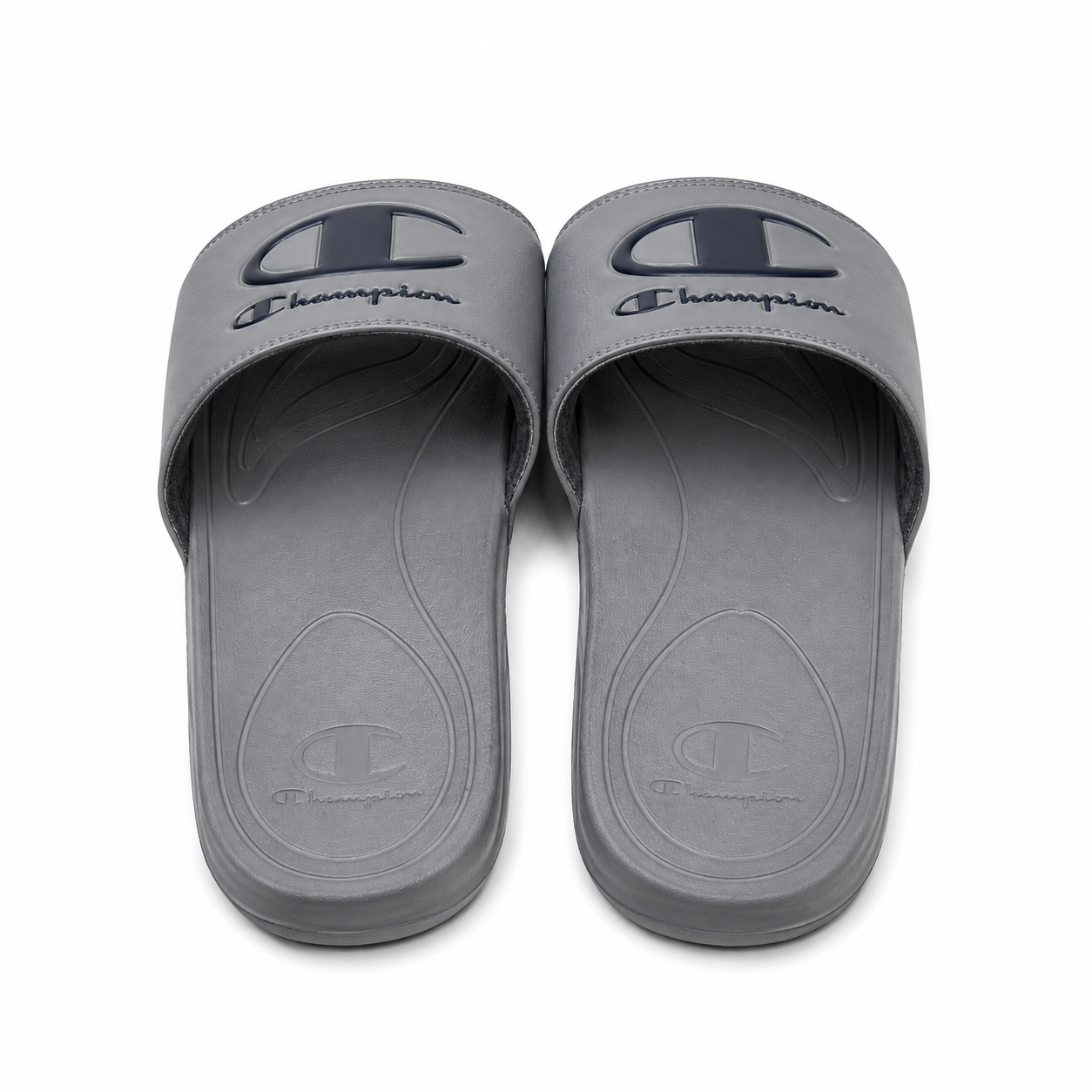 Champion slide-type flip-flops in gray sandals