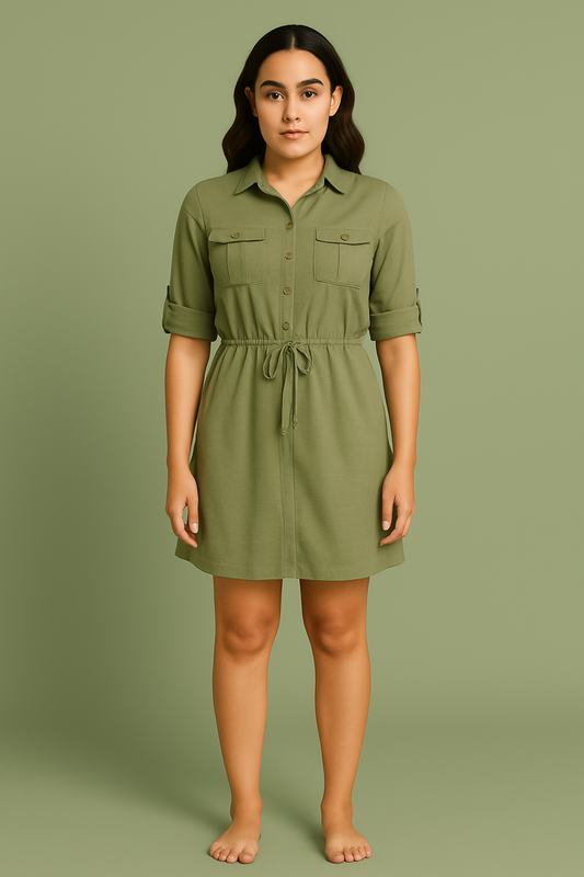 Love To Be Loved Utility Shirt Mini Dress