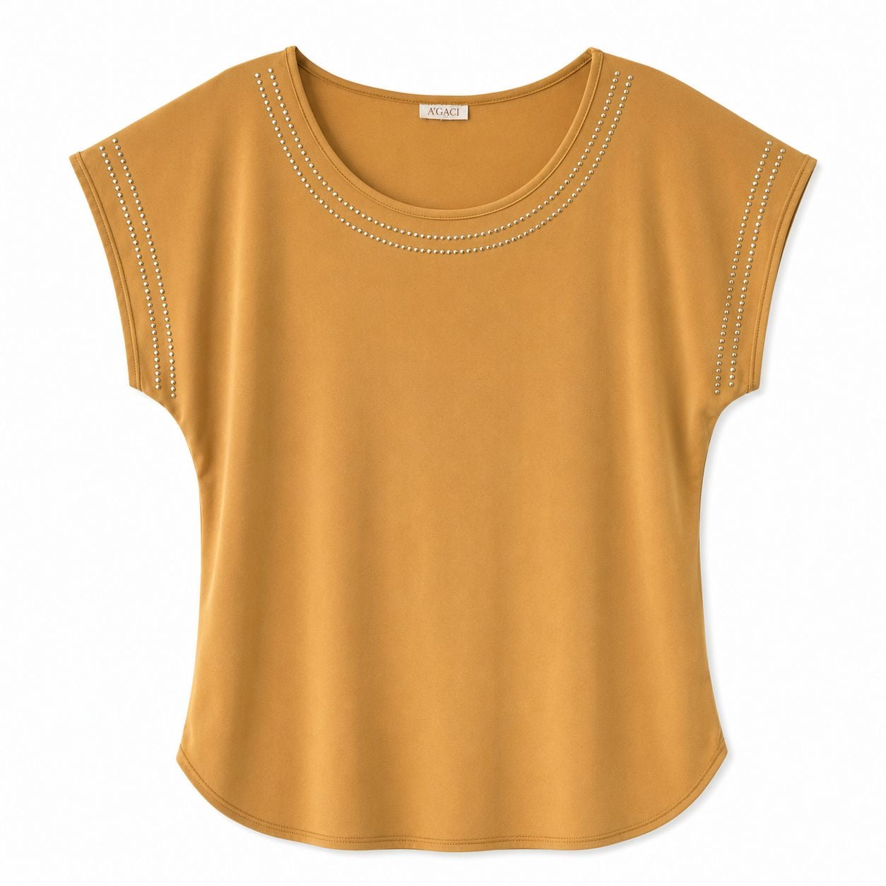 A’gaci Yellow blouse from the A'GACI brand features subtle stud details