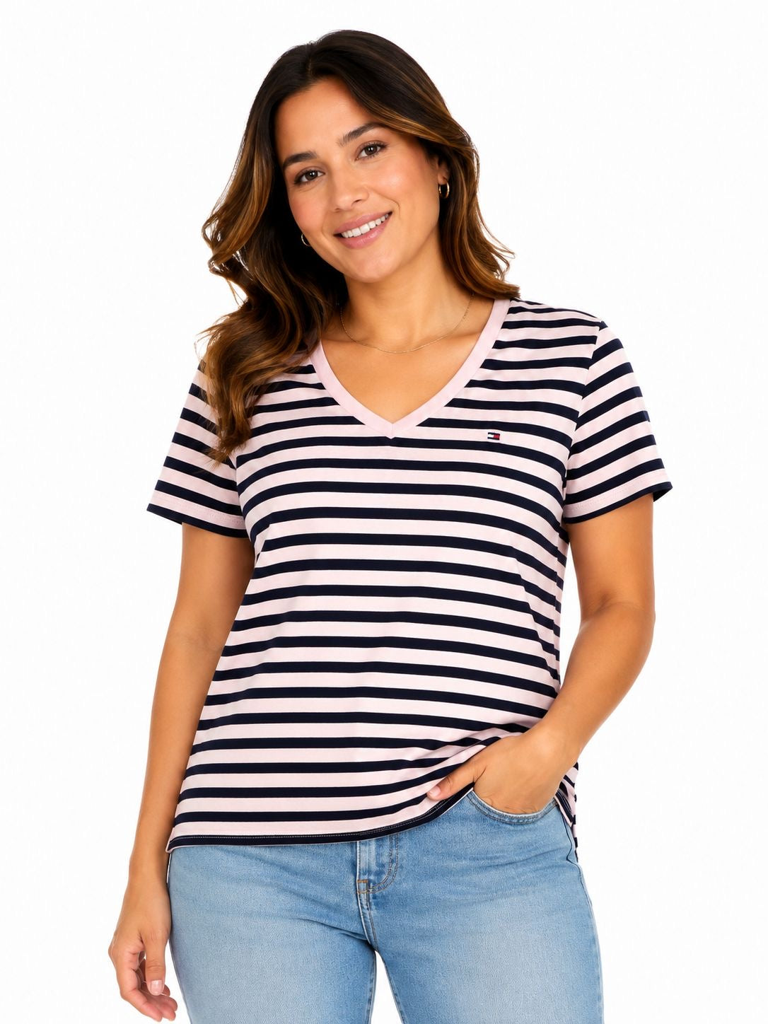 Tommy Hilfiger classic striped V-neck t-shirt for women