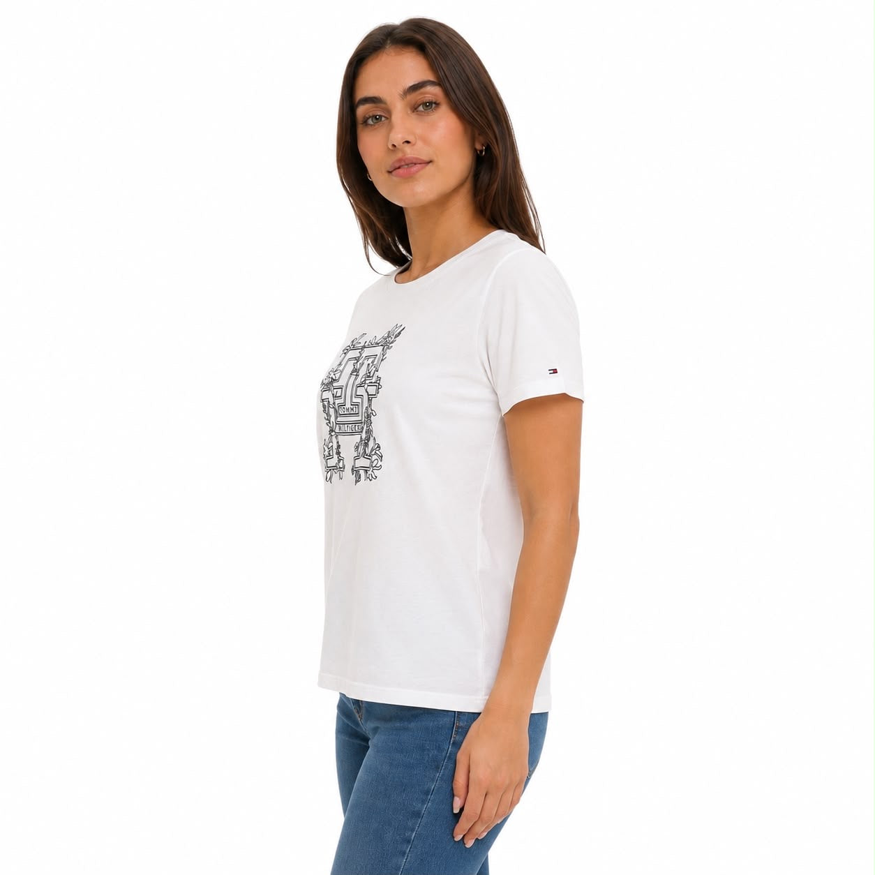 Tommy Hilfiger t-shirt with a floral embroidered graphic on the chest