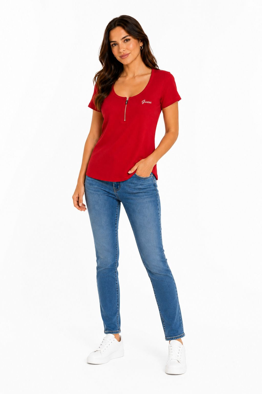 Guess women's fitted and ribbed t-shirt