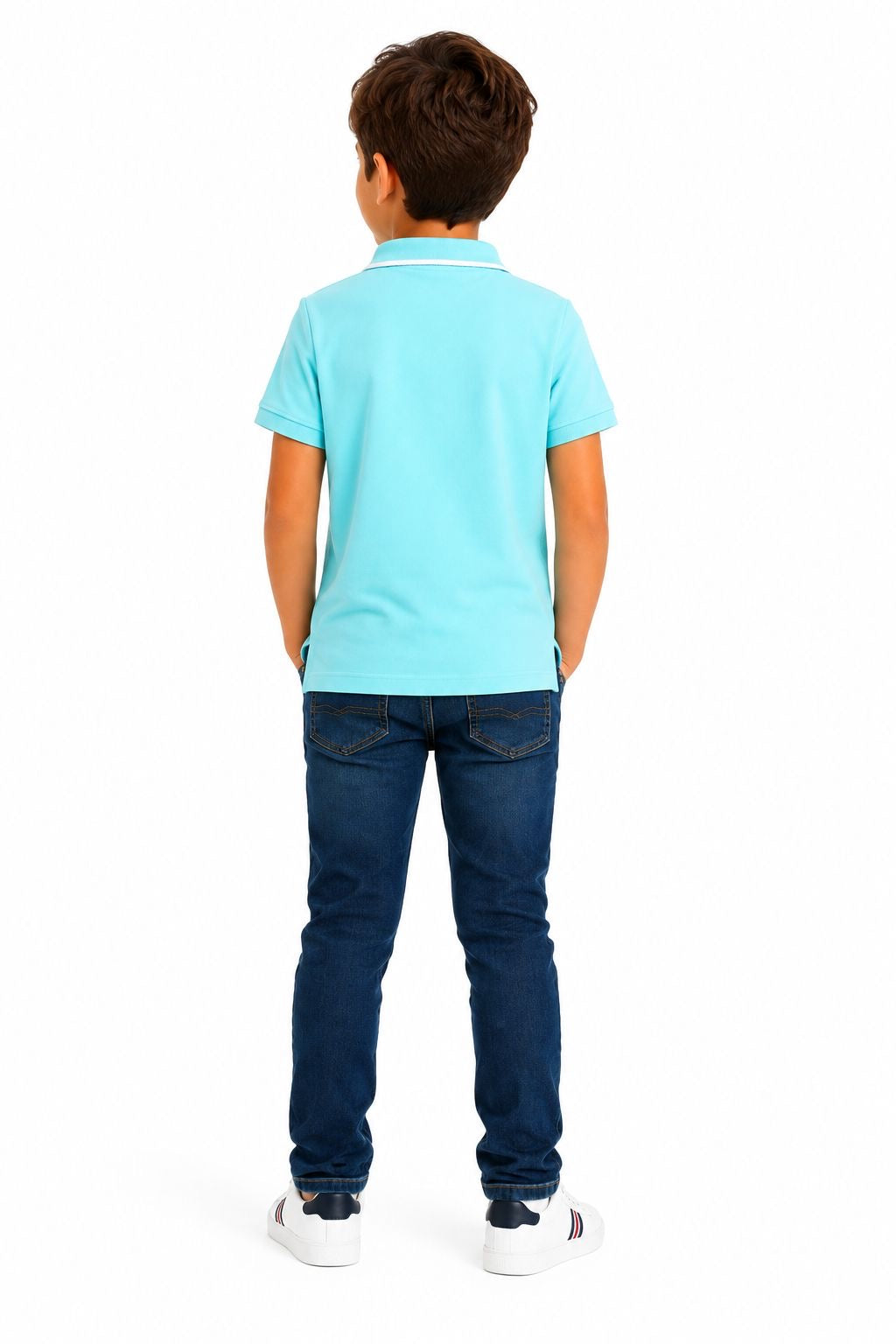 U.S. POLO ASSN-Light blue short-sleeved polo shirt